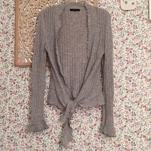 EUC Express angora super soft gray ruffle sweater